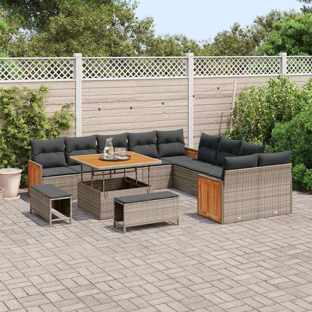 Garten-Sofa-Set 13 pcs Grau Dunkelgrau 100 x 100 x 71 cm