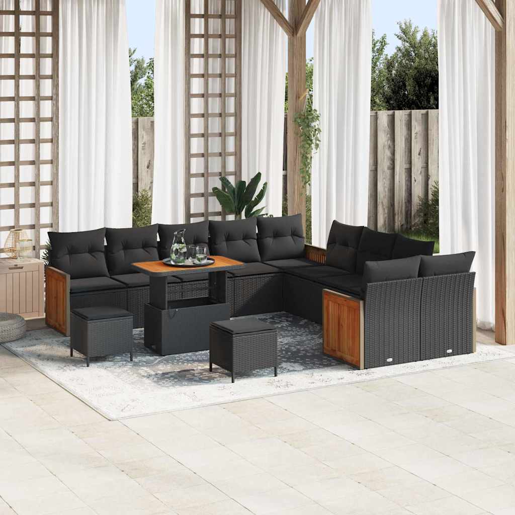 Garten-Sofa-Set 13 pcs Schwarz 90 x 55 x 71 cm Poly-Rattan