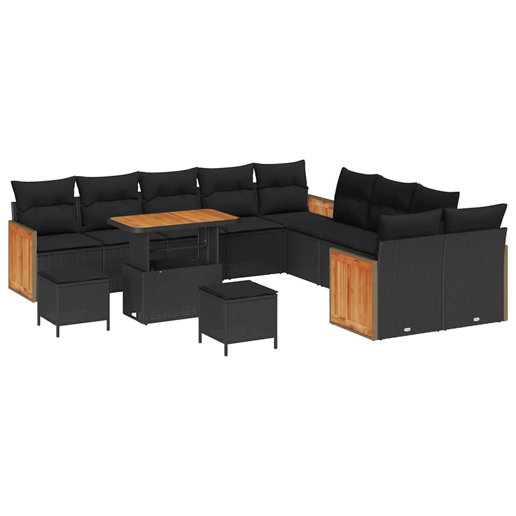 Garten-Sofa-Set 13 pcs Schwarz 90 x 55 x 71 cm Poly-Rattan