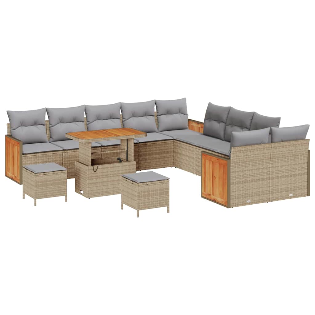 Garten-Sofa-Set 13 pcs Beige 90 x 55 x 71 cm Poly-Rattan