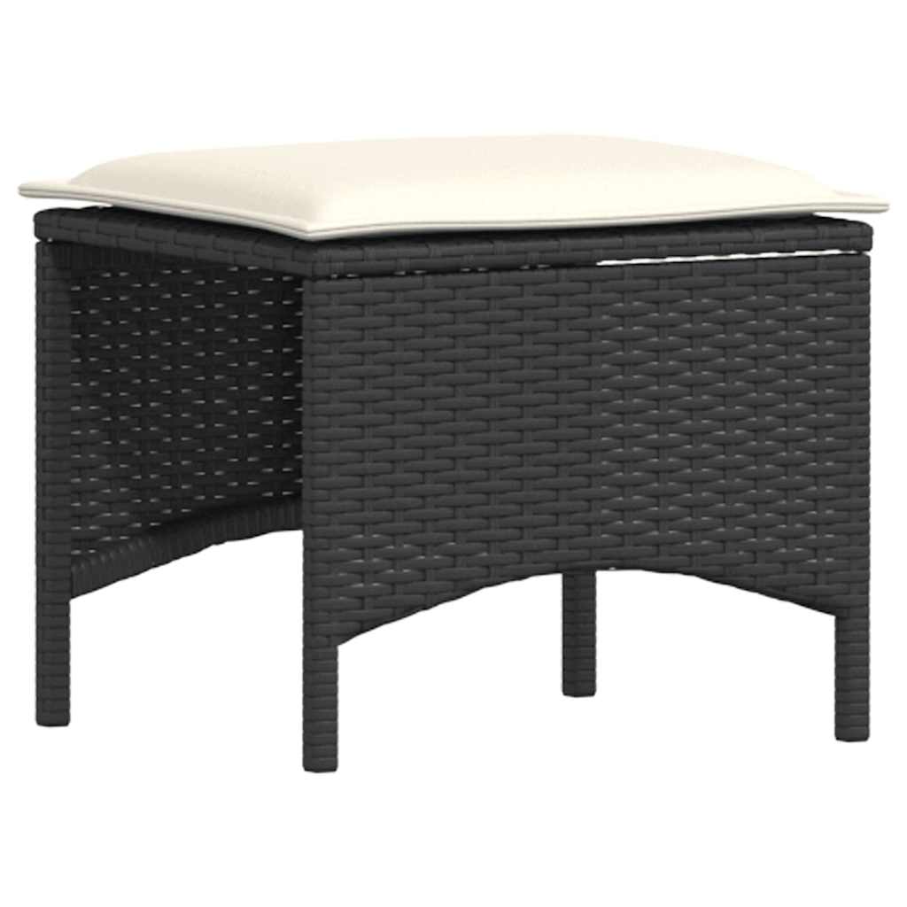 4tlg. Garten-Sofagarnitur mit Kissen L-Form Schwarz Poly Rattan