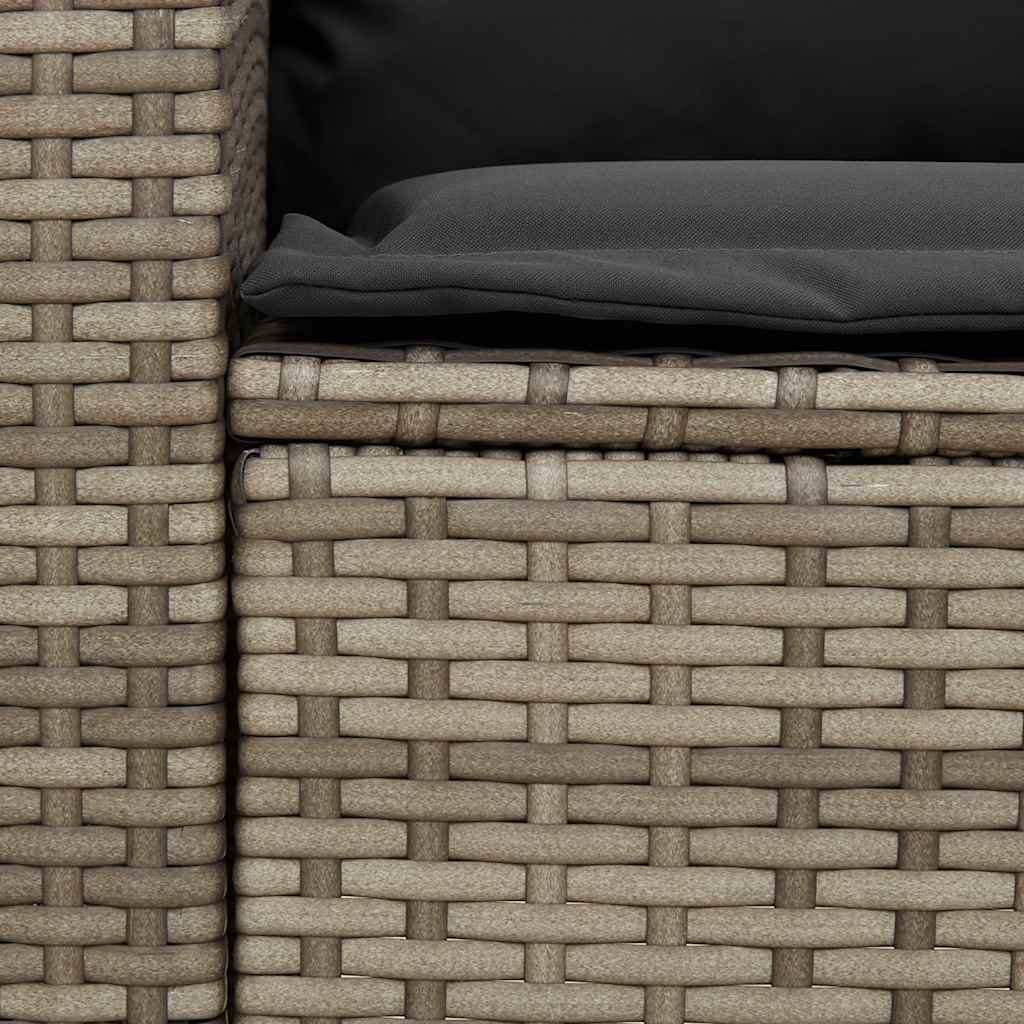 4-tlg. Garten-Sofagarnitur mit Kissen L-Form Grau Poly Rattan