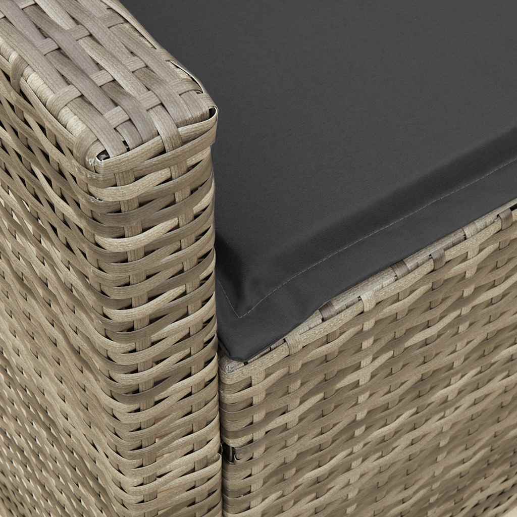 4-tlg. Garten-Sofagarnitur mit Kissen L-Form Grau Poly Rattan