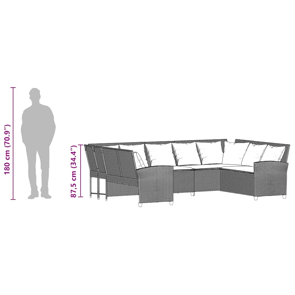 Gartensofa mit Kissen Schwarz Poly Rattan