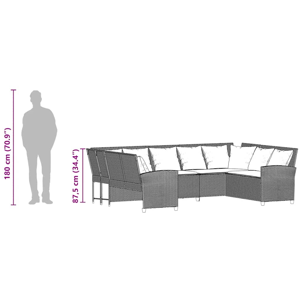 Gartensofa mit Kissen Beige Poly Rattan