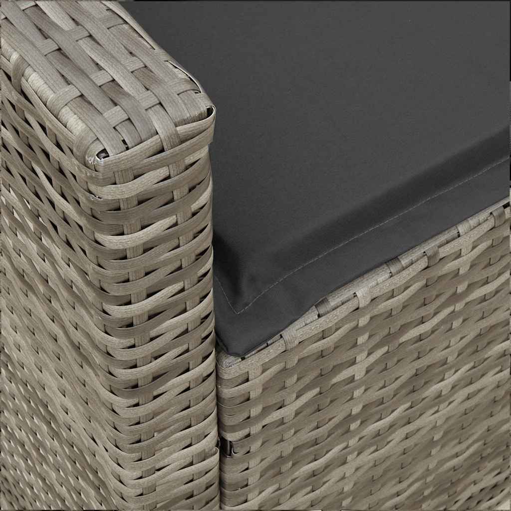 4-tlg. Garten-Sofagarnitur mit Kissen Grau Poly Rattan