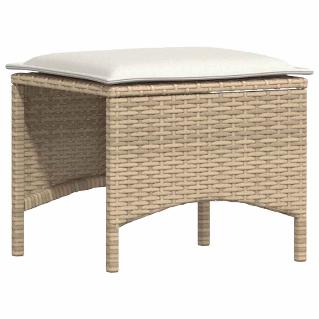 4-tlg. Garten-Sofagarnitur mit Kissen Beige Poly Rattan