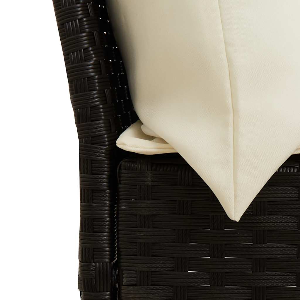 3-tlg. Garten-Sofagarnitur mit Kissen Schwarz Poly Rattan