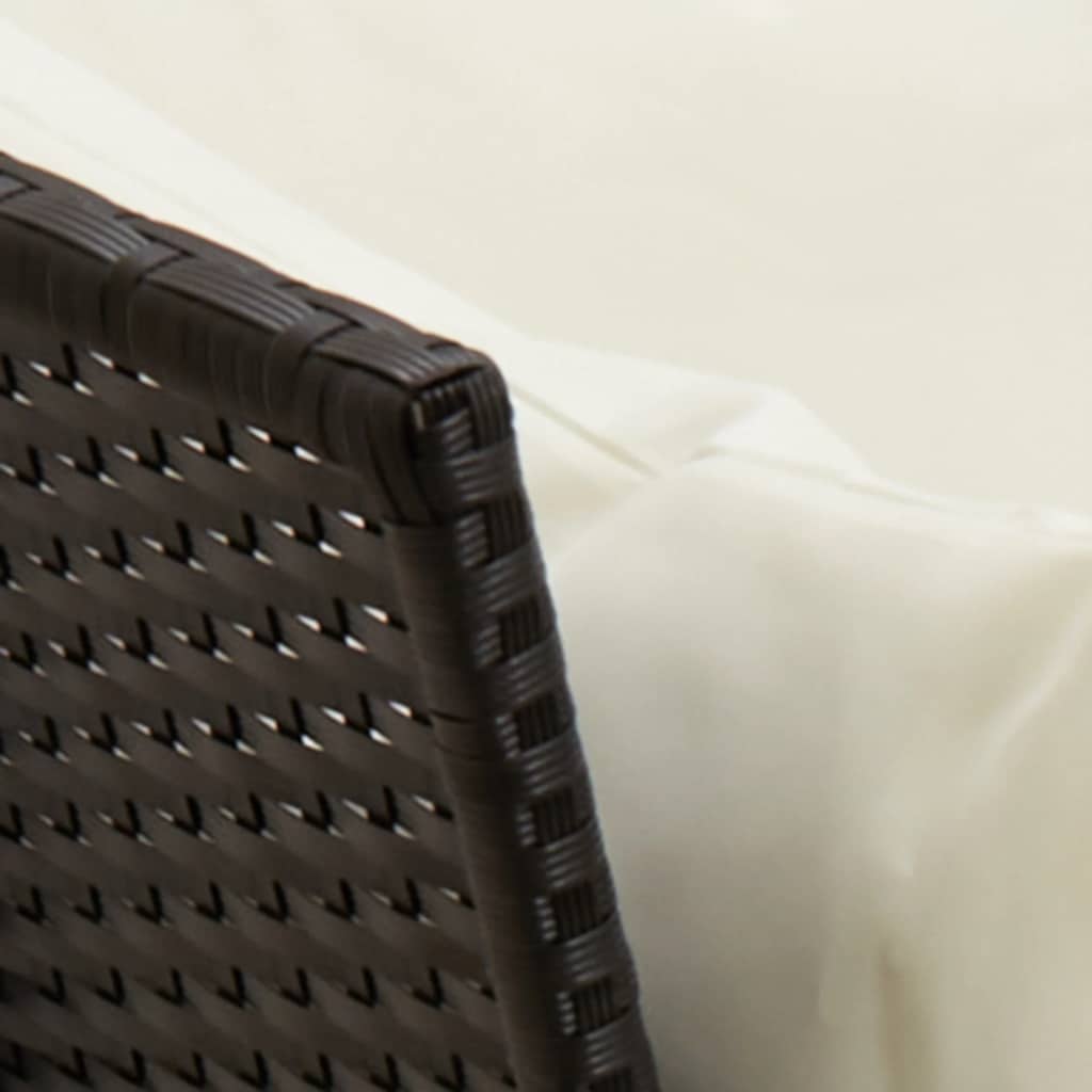 3-tlg. Garten-Sofagarnitur mit Kissen Schwarz Poly Rattan