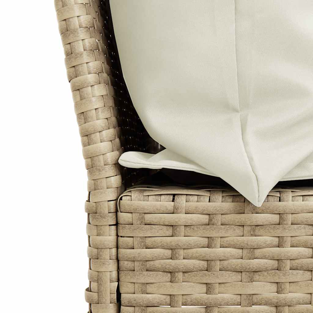 3-tlg. Garten-Sofagarnitur mit Kissen Beige Poly Rattan