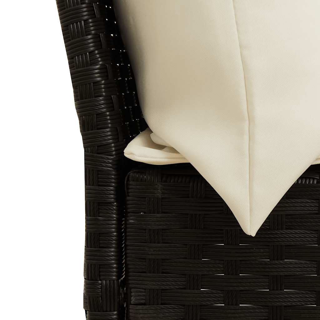 5-tlg. Garten-Sofagarnitur mit Kissen Schwarz Poly Rattan