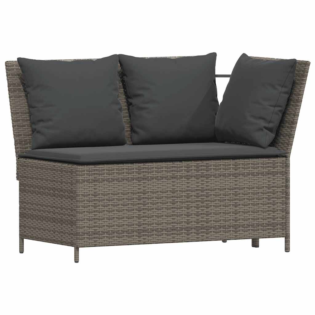 5-tlg. Garten-Sofagarnitur mit Kissen Grau Poly Rattan