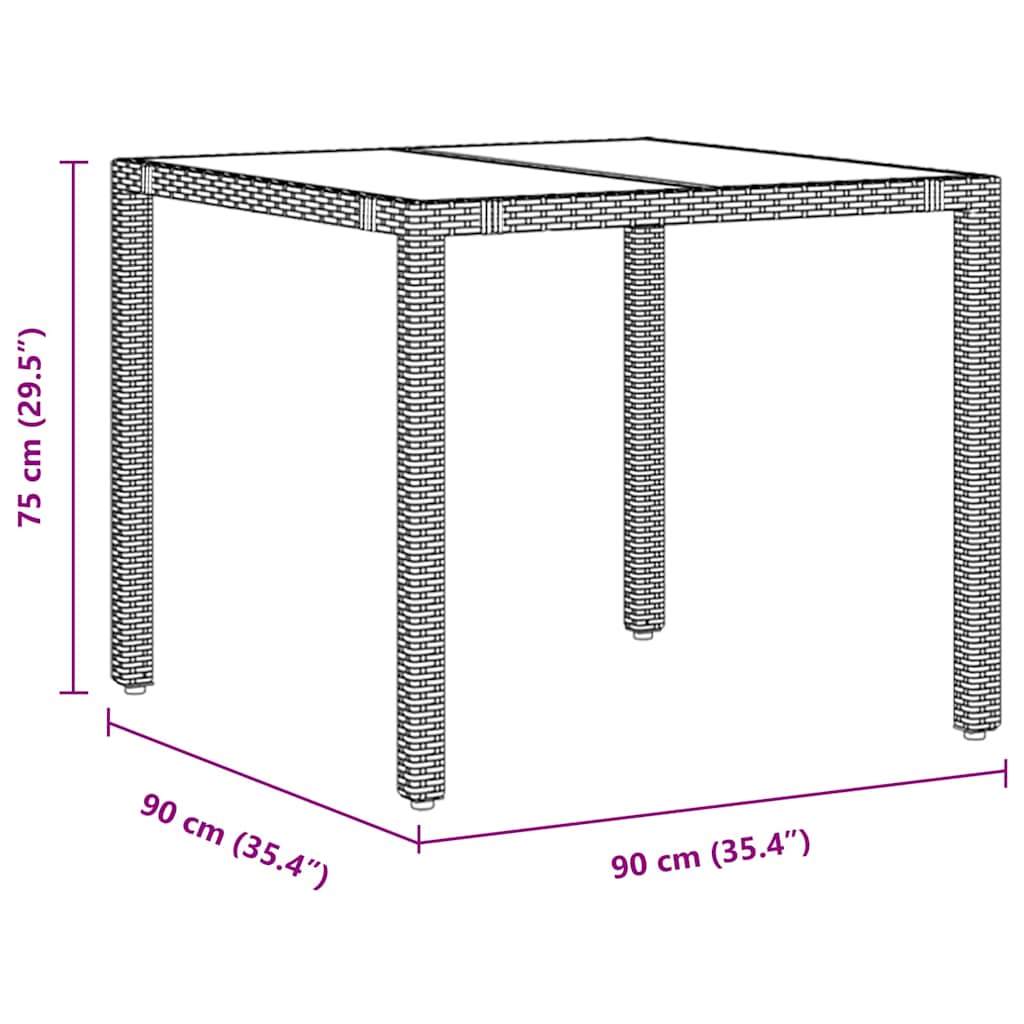 Garten Essgruppe 3 pcs Schwarz 90 x 90 x 75 cm Poly-Rattan