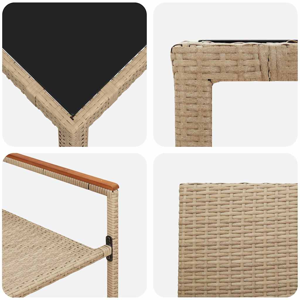 Garten Essgruppe 3 pcs Beige 90 x 90 x 75 cm Poly-Rattan