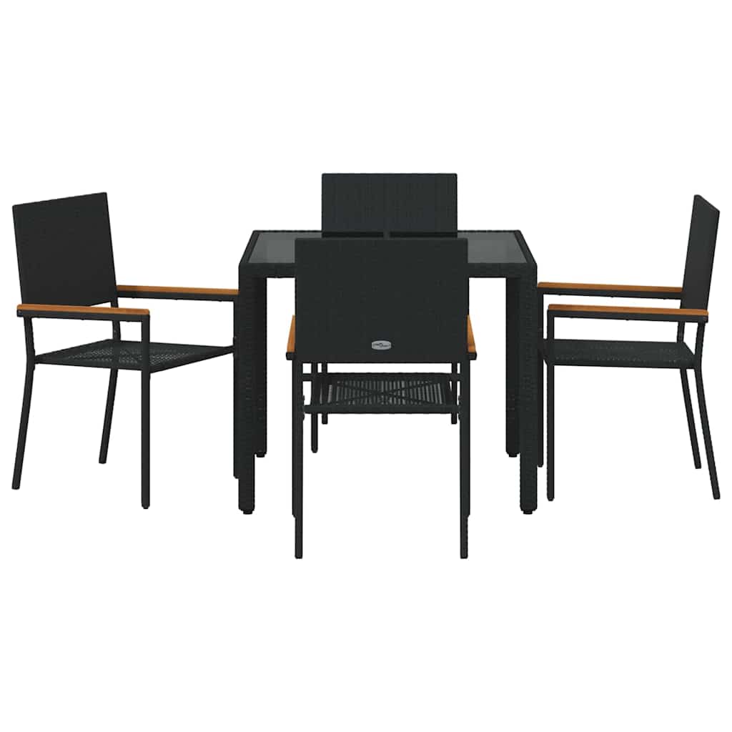 Garten Essgruppe 5 pcs Schwarz 90 x 90 x 75 cm Poly-Rattan