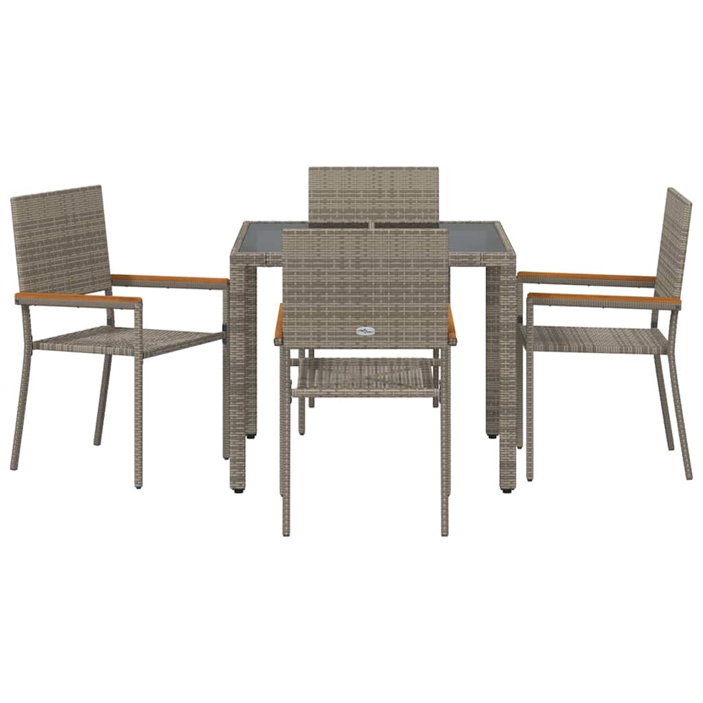 Garten Essgruppe 5 pcs Grau 90 x 90 x 75 cm Poly-Rattan