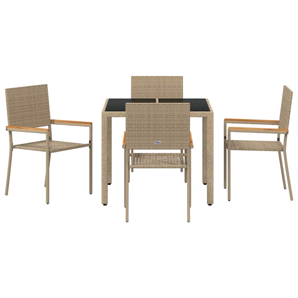 Garten Essgruppe 5 pcs Beige 90 x 90 x 75 cm Poly-Rattan