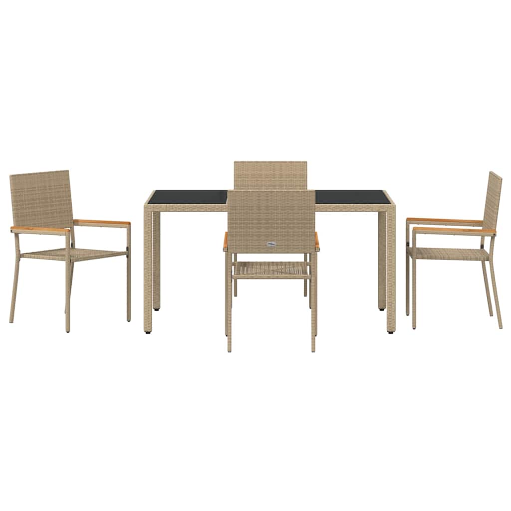 Garten Essgruppe 5 pcs Beige 150 x 90 x 75 cm Poly-Rattan