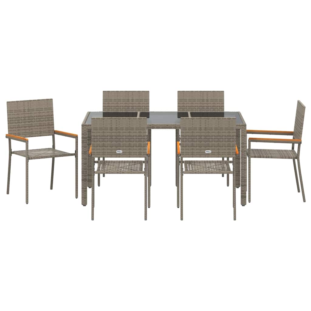 Garten Essgruppe 7 pcs Grau 150 x 90 x 75 cm Poly-Rattan