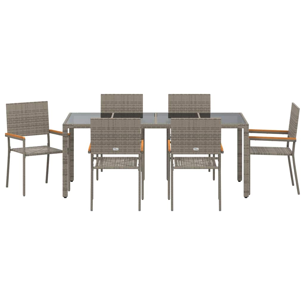 Garten Essgruppe 7 pcs Grau 190 x 90 x 75 cm Poly-Rattan