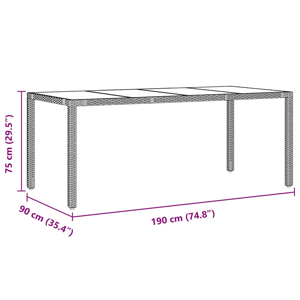 Garten Essgruppe 9 pcs Grau 190 x 90 x 75 cm Poly-Rattan