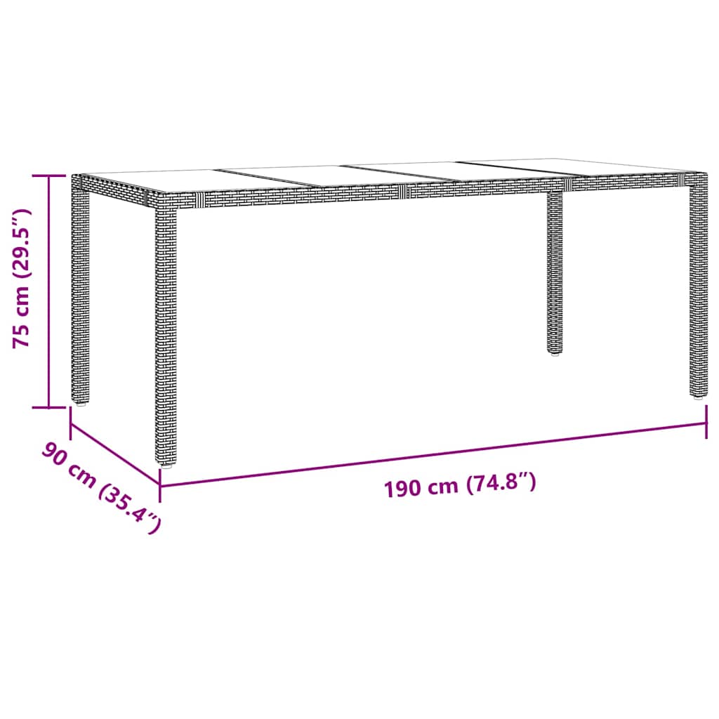 Garten Essgruppe 9 pcs Beige 190 x 90 x 75 cm Poly-Rattan