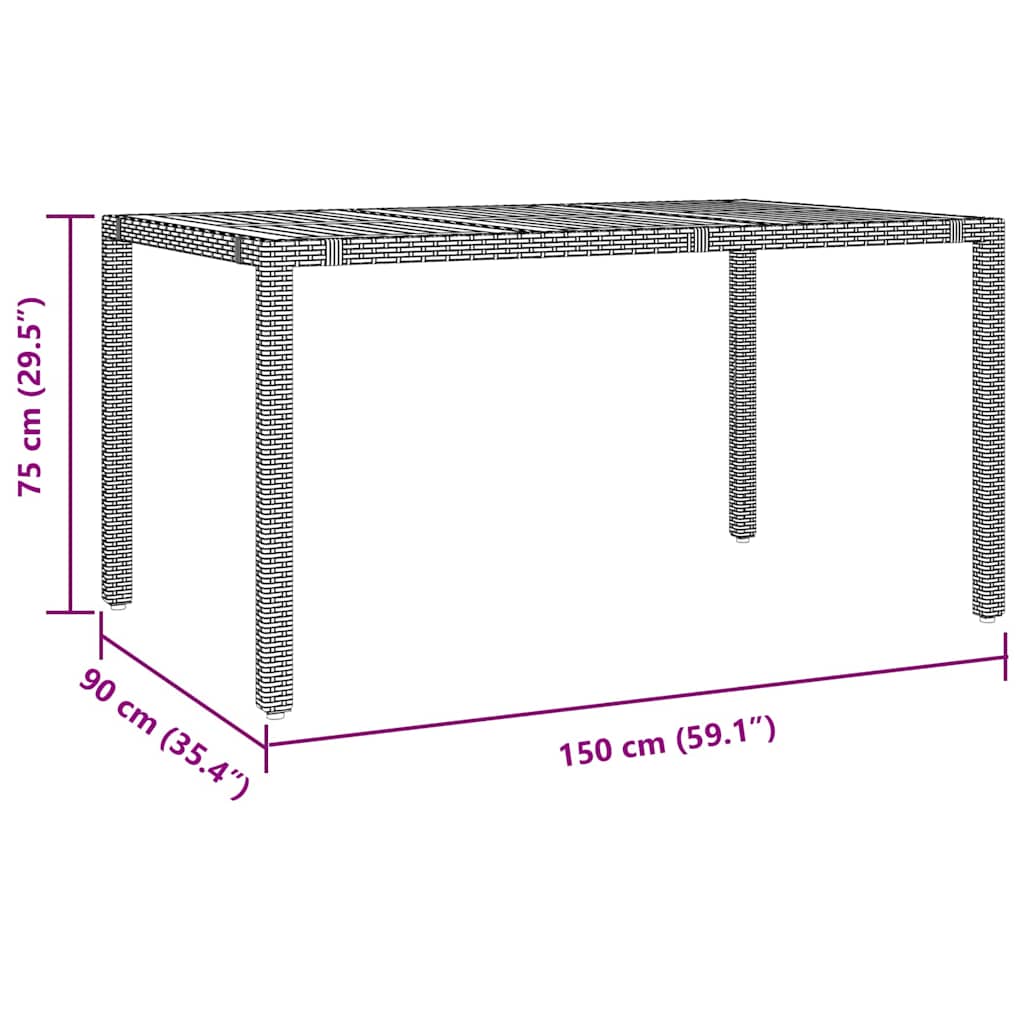 Garten Essgruppe 5 pcs Schwarz und Holz 150 x 90 x 75 cm