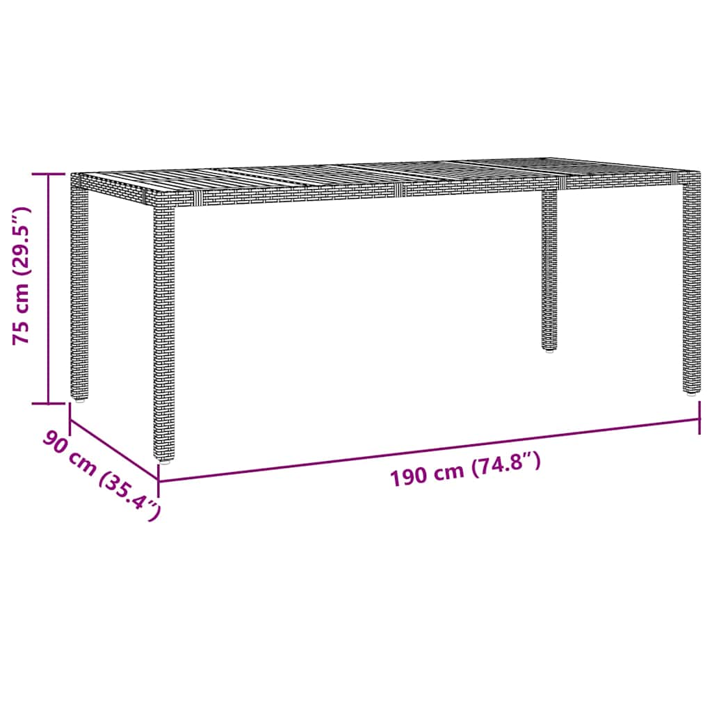 Garten Essgruppe 9 pcs Grau 190 x 90 x 75 cm Poly-Rattan