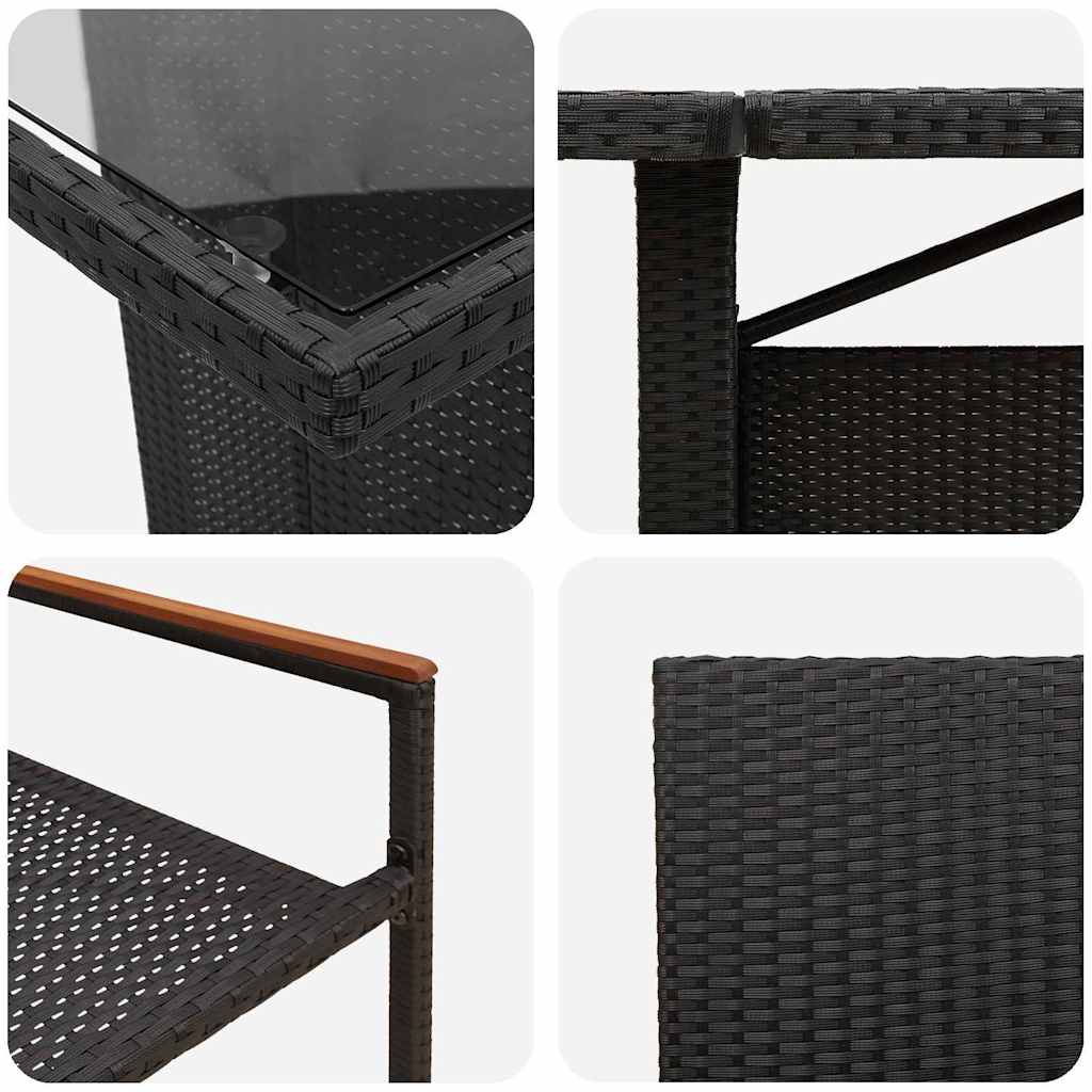 Garten Essgruppe 9 pcs Schwarz Poly Rattan