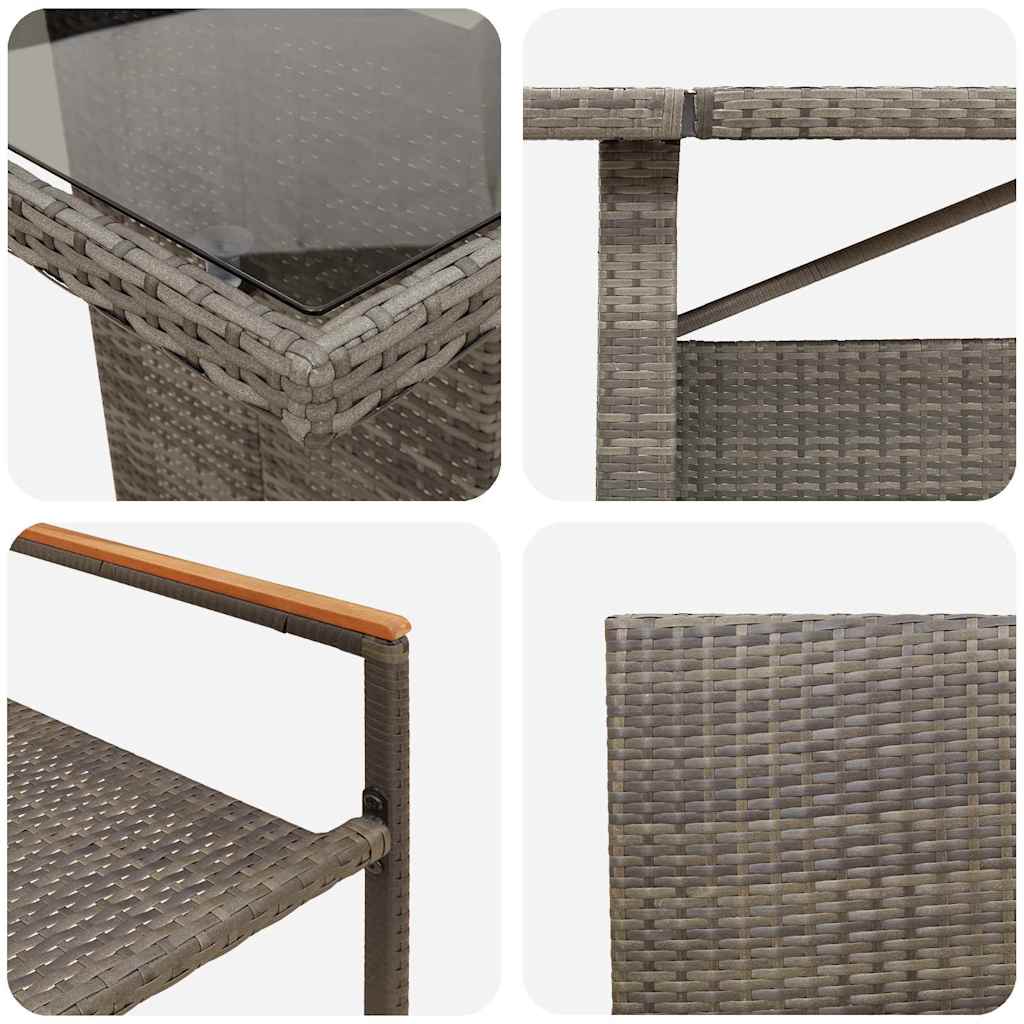 Garten Essgruppe 9 pcs Grau Poly Rattan