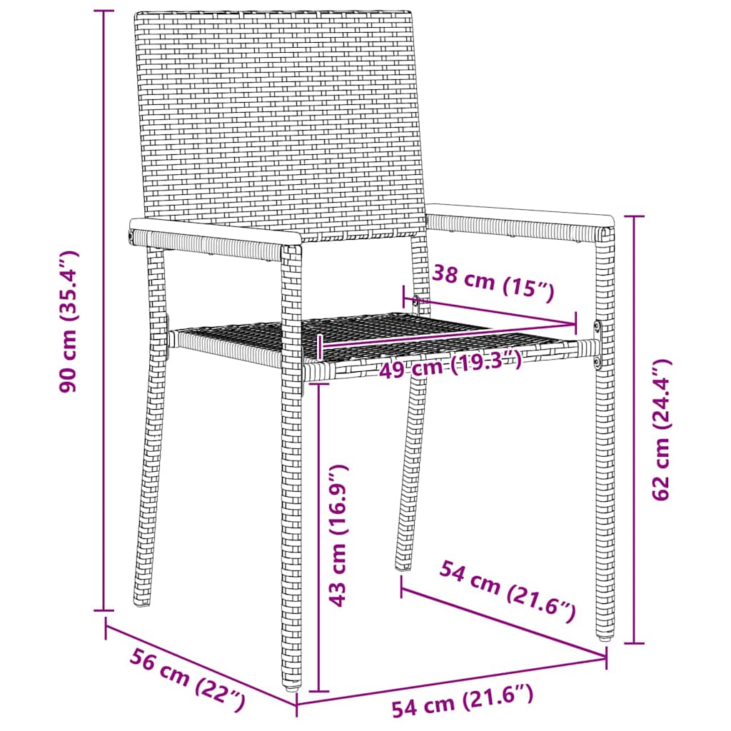 Garten Essgruppe 9 pcs Grau Poly Rattan