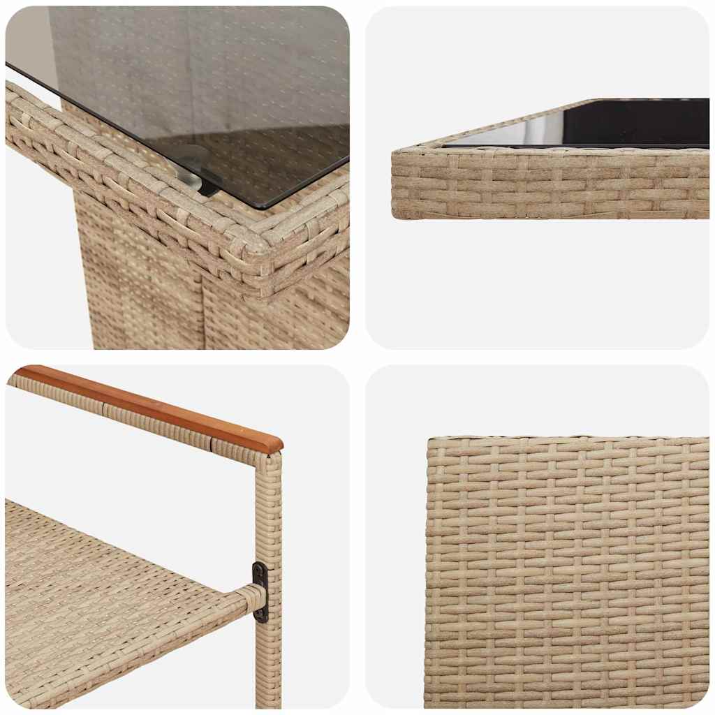Garten Essgruppe 11 pcs Beige Poly Rattan