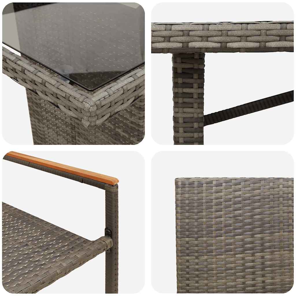 Garten Essgruppe 7 pcs Grau 190 x 80 x 75 cm Poly-Rattan