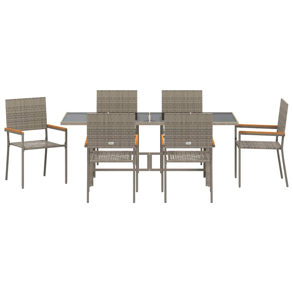 Garten Essgruppe 7 pcs Grau 190 x 80 x 75 cm Poly-Rattan