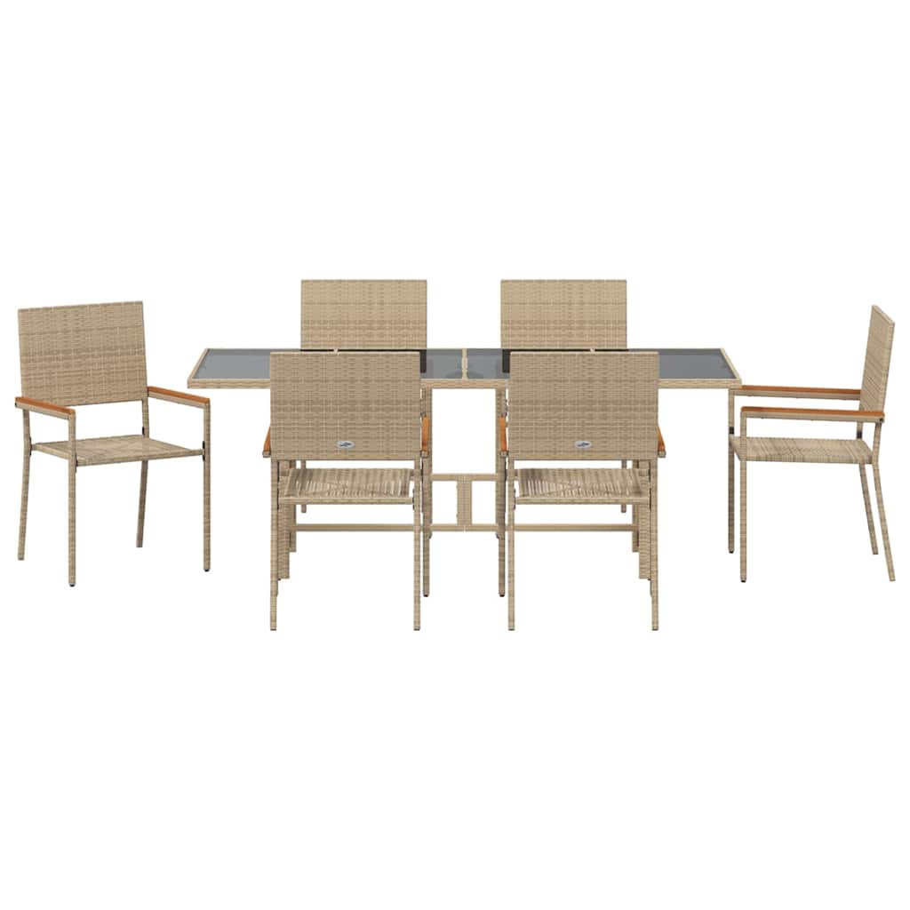 Garten Essgruppe 7 pcs Beige 190 x 80 x 75 cm Poly-Rattan