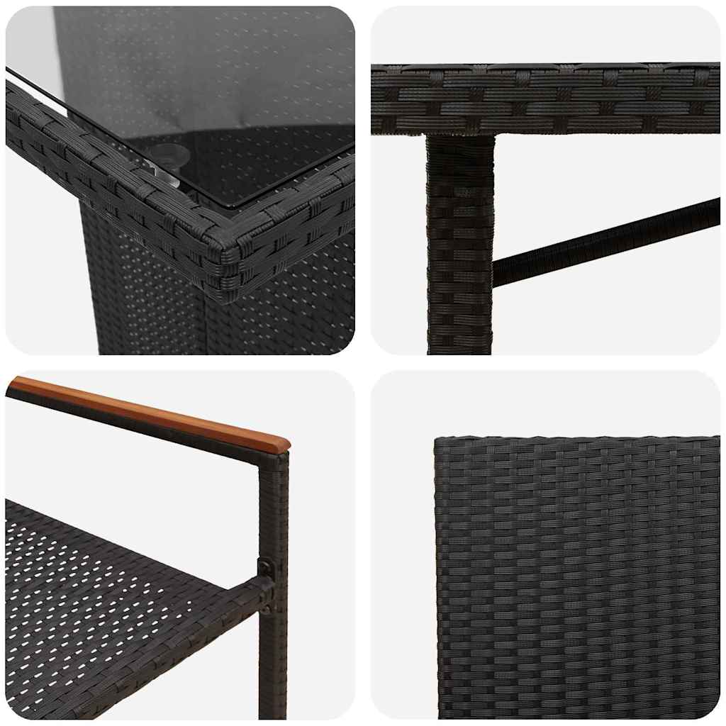 Garten Essgruppe 9 pcs Schwarz 190 x 80 x 75 cm Poly-Rattan