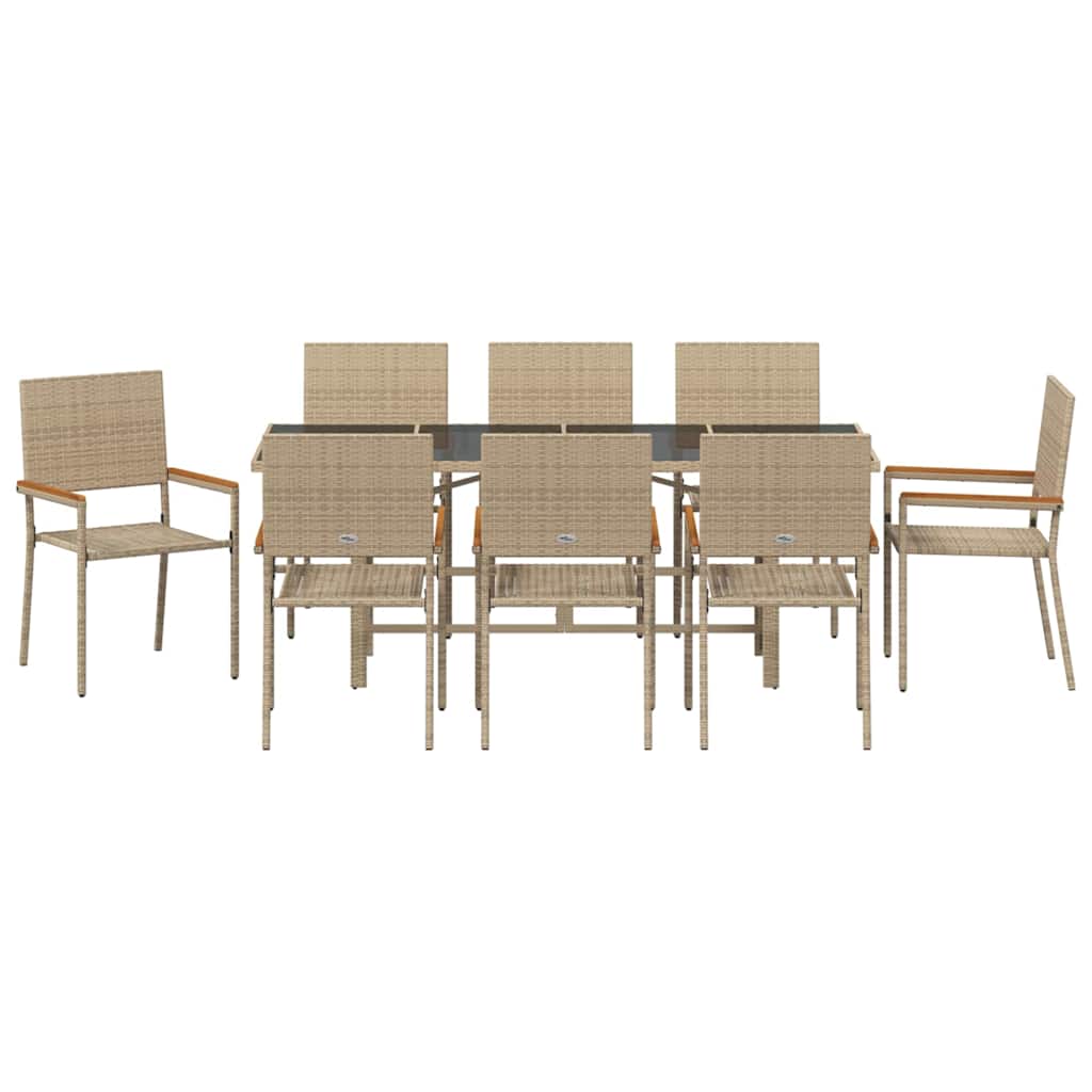 Garten Essgruppe 9 pcs Beige 190 x 80 x 75 cm Poly-Rattan