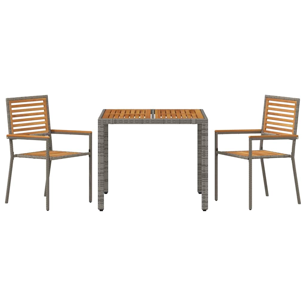 Garten Essgruppe 3 pcs Grau 90 x 90 x 75 cm Poly-Rattan