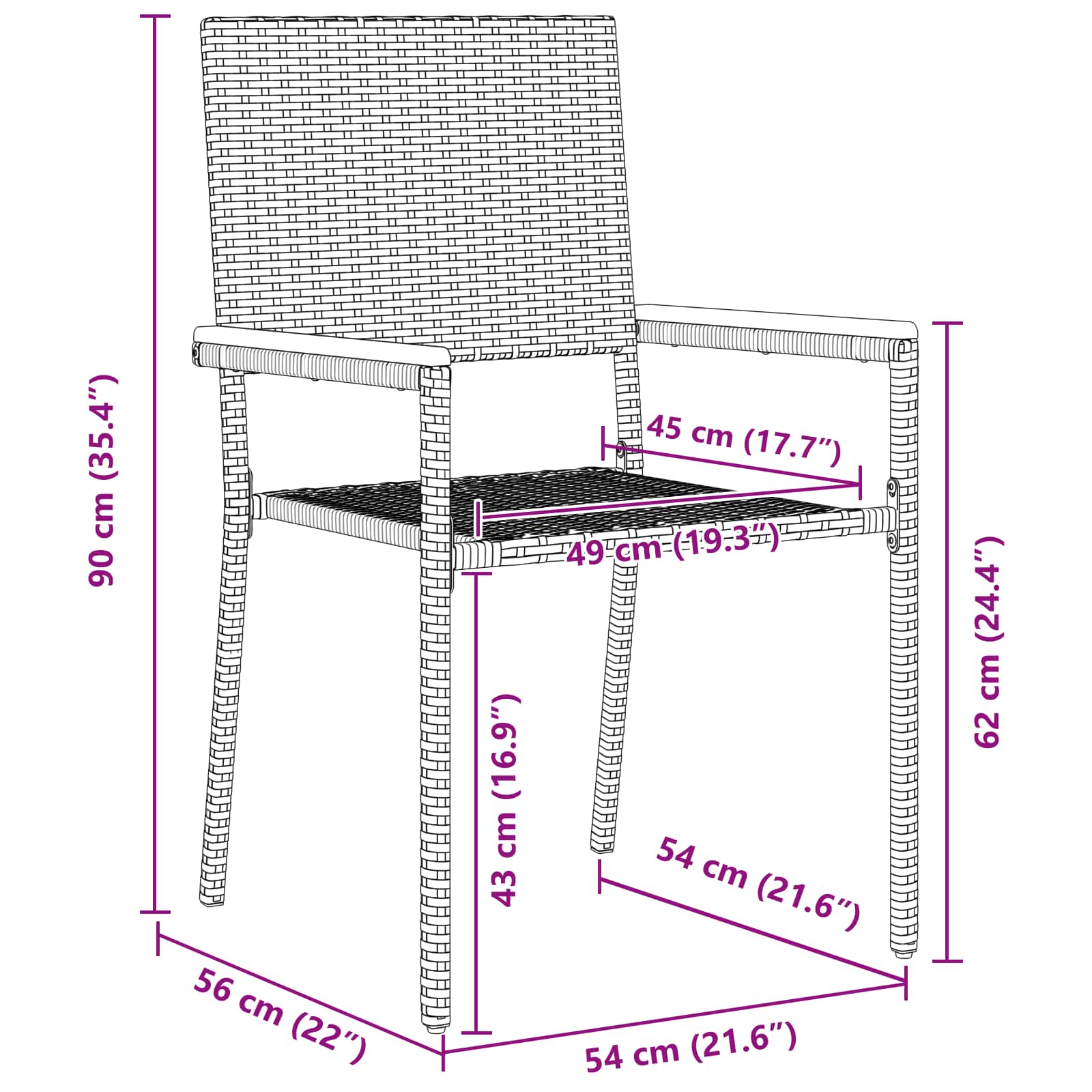 Garten Essgruppe 3 pcs Grau 90 x 90 x 75 cm Poly-Rattan
