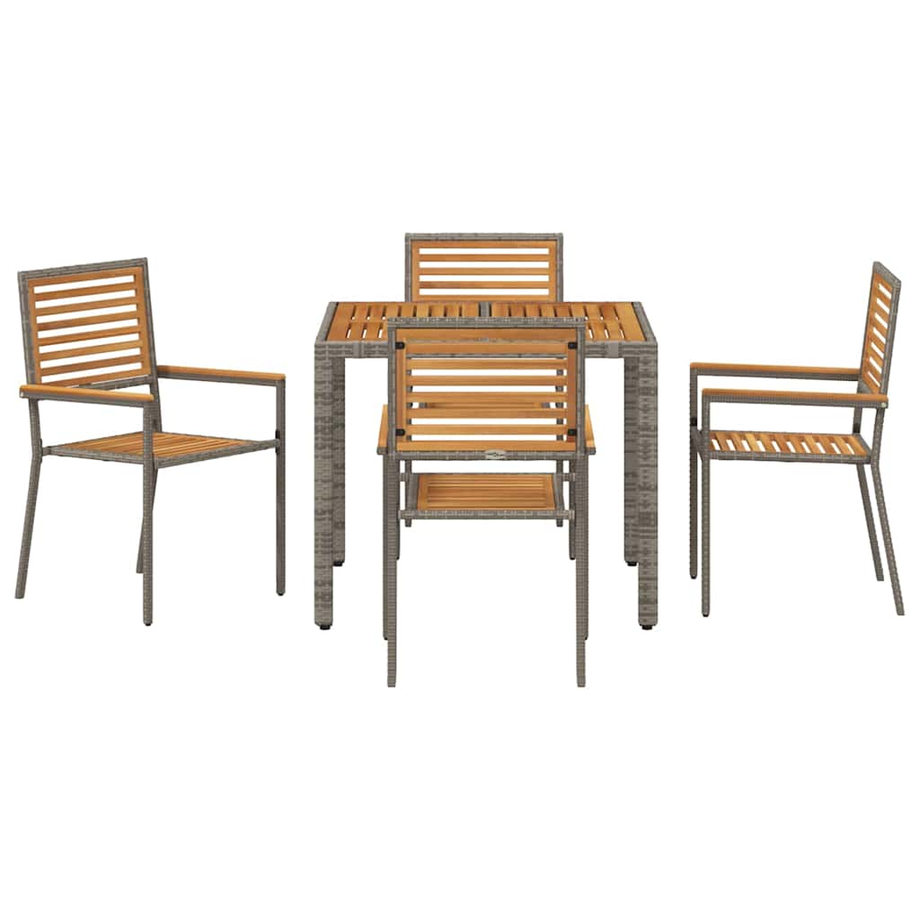 Garten Essgruppe 5 pcs Grau 90 x 90 x 75 cm Poly-Rattan