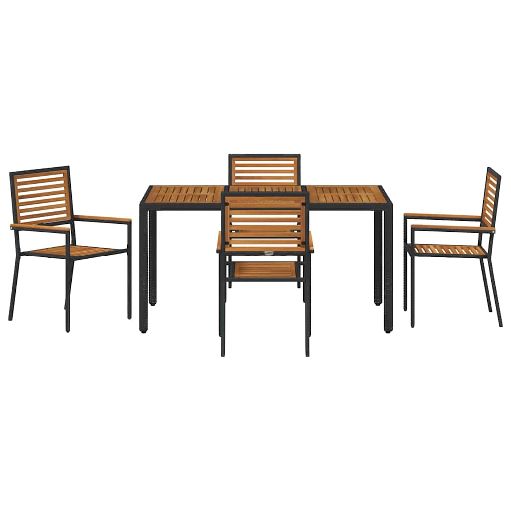 Garten Essgruppe 5 pcs Schwarz 150 x 90 x 75 cm Poly-Rattan