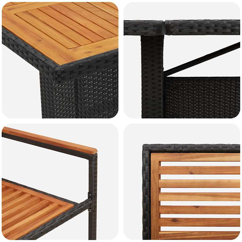 Garten Essgruppe 9 pcs Schwarz 240 x 90 x 75 cm Poly-Rattan