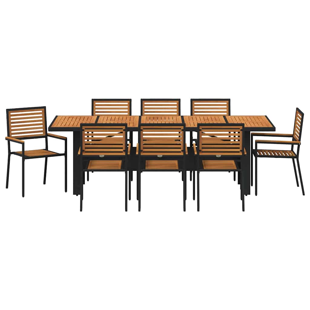 Garten Essgruppe 9 pcs Schwarz 240 x 90 x 75 cm Poly-Rattan