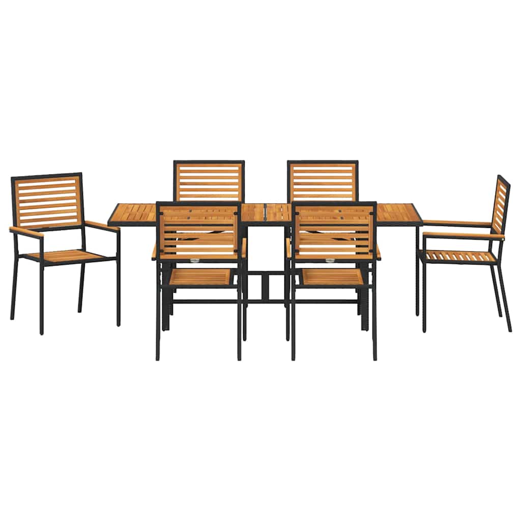 Garten Essgruppe 7 pcs Schwarz 190 x 80 x 75 cm Poly-Rattan