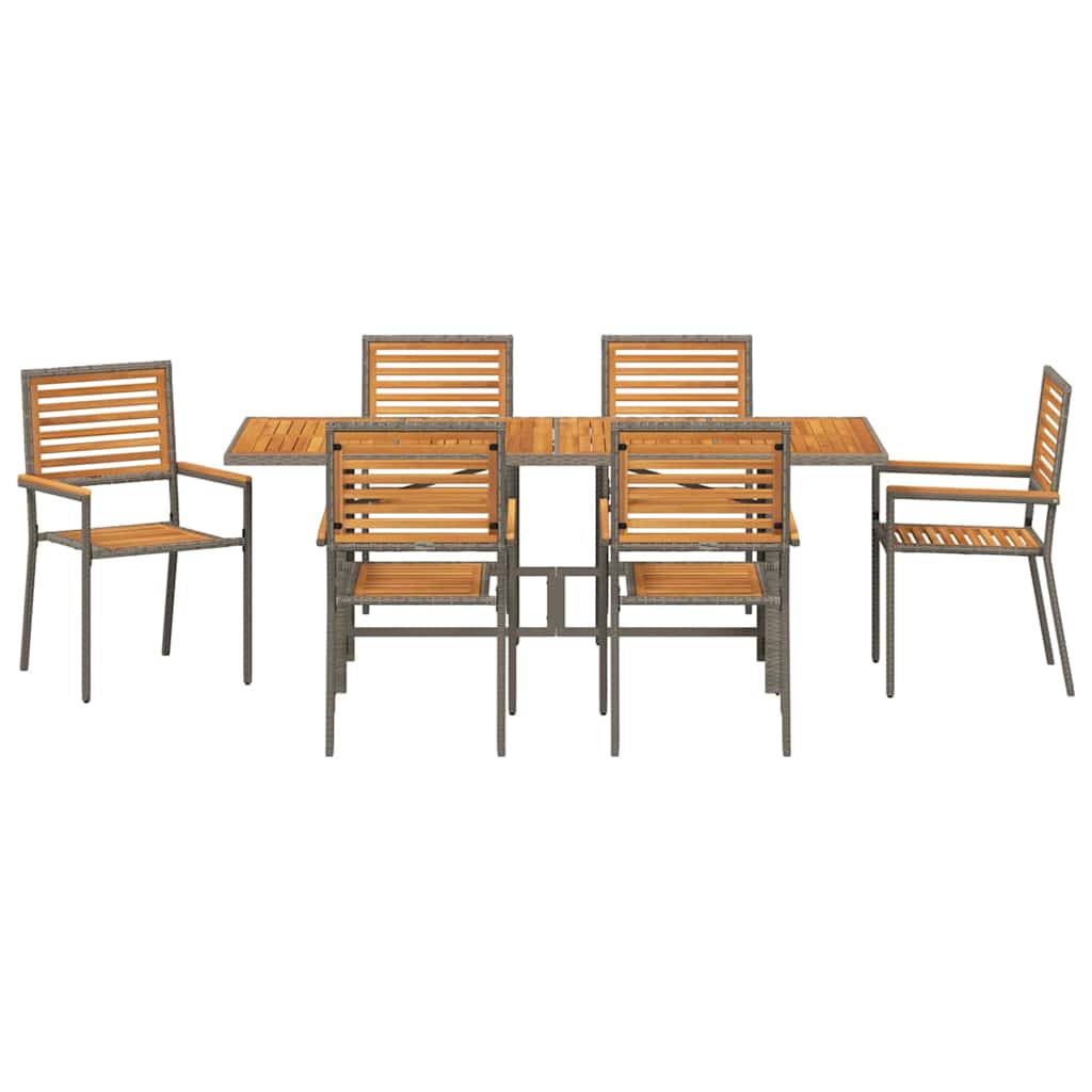 Garten Essgruppe 7 pcs Grau 190 x 80 x 75 cm Poly-Rattan