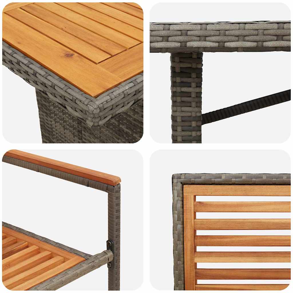 Garten Essgruppe 9 pcs Grau 190 x 80 x 75 cm Poly-Rattan