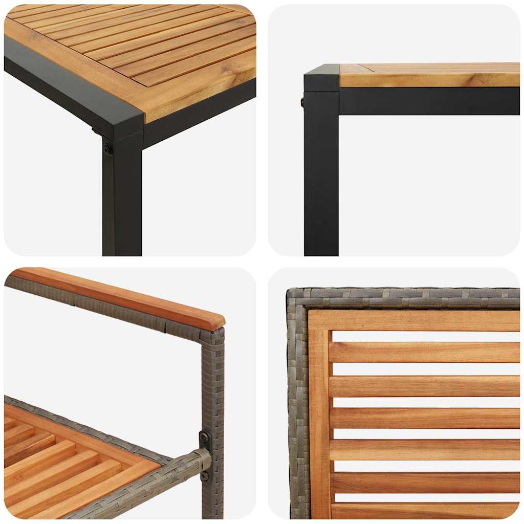 Garten Essgruppe 9 pcs Grau und Holz 200 x 80 x 75 cm