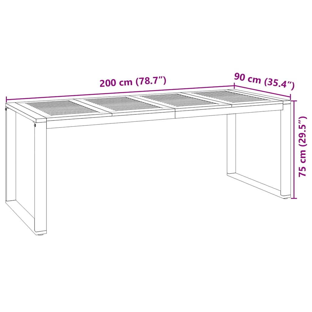 Garten Essgruppe 9 pcs Grau und Holz 200 x 80 x 75 cm