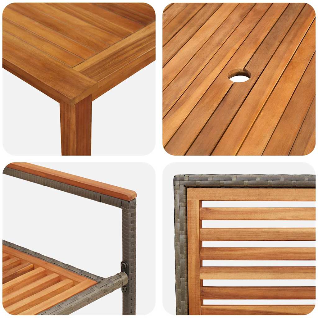 Garten Essgruppe 5 pcs Grau Poly Rattan