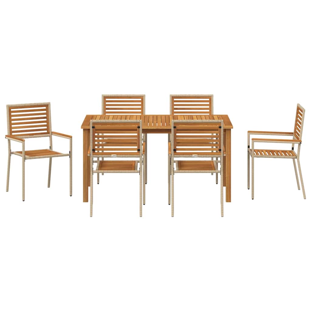 Garten Essgruppe 7 pcs Beige Poly Rattan
